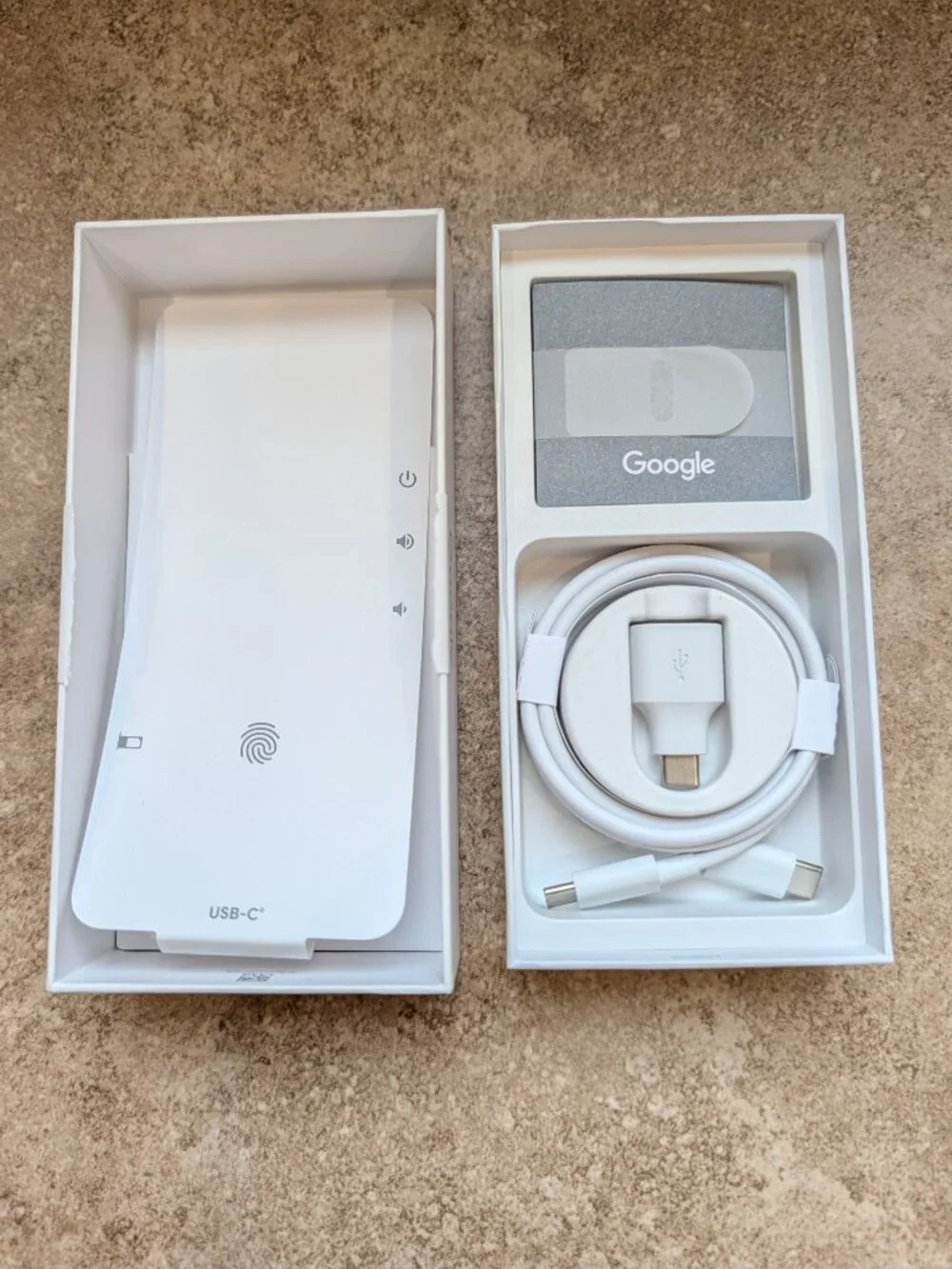 Google Pixel OEM USB Cable, USB A-C Adpr, Sim Tool, Box for Pixel 8 Obsidian Blk